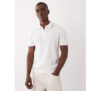 Mango - Polo écru in maglia a coste con zip corta e finiture a contrasto-Neutro S