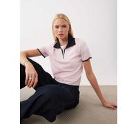 Mango polo in maglia a maniche corte con profili a contrasto in rosa pastello L