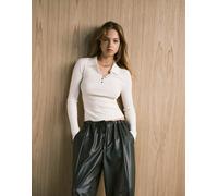 Mango - Polo in maglia beige in misto lana-Neutro L