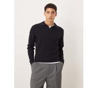 Mango - Polo in maglia di misto cotone blu navy con colletto a rever 2XL