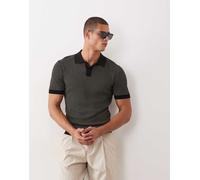 Mango - Polo in maglia écru a micro righe-Nero XL