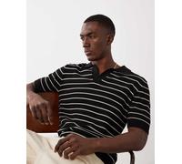 Mango - Polo in maglia nera a righe-Nero 2XL