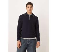Mango - Polo lavorata in misto cotone blu navy con zip corta L
