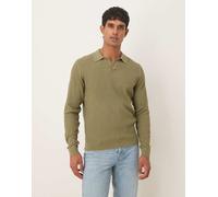 Mango - Polo verde oliva in misto cotone a coste 2XL
