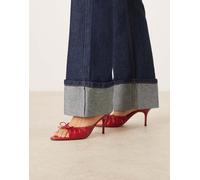Mango - Sandali con tacco rossi con cinturino sul retro e fiocco-Rosso 39