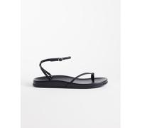 Mango - Sandali in 100% pelle neri con fascette sottili e dettaglio infra-alluce-Nero 37