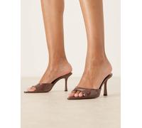 Mango - Sandali sabot marroni con tacco classico-Marrone 37