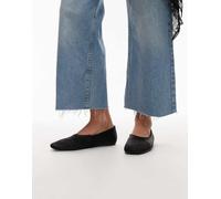 Mango - Scarpe basse in vera pelle nere effetto cavallino con punta squadrata-Nero 39