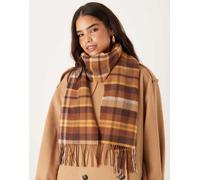 Mango - Sciarpa 100% lana marrone scuro a quadri No Size
