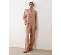 Mango Selection - Pantaloni sartoriali in misto lino rosa a righe con fascette sottili in coordinato 44