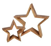 Mango - Set di 2 stelle in legno - 30/20 cm - Decorazione a forma di stella di Natale da posizionare - Avvento inverno Natale tavolo finestra