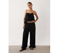 Mango - Shola - Pantaloni neri ricamati in coordinato-Nero L