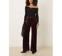 Mango - Siracusa - Jeans a fondo ampio in velluto bordeaux-Rosso 48