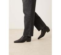 Mango - Stivaletti in pelle nera con punta quadrata e tacco basso-Nero 36