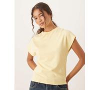 Mango - T-shirt a maniche corte color latticello in maglia fine-Giallo XS