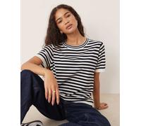 Mango - T-shirt a maniche corte in maglia a righe-Multicolore L