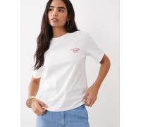 Mango - T-shirt bianca a maniche corte con scollo rotondo e stampa Sunshine Society-Bianco M