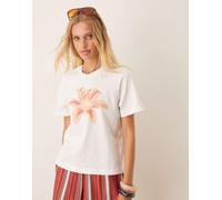 Mango - T-shirt bianca con grafica di giglio-Bianco XS