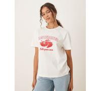 Mango - T-shirt bianca con stampa di frutta-Bianco L