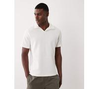 Mango - T-shirt bianca in maglia di misto cotone testurizzata con collo a rever-Bianco S