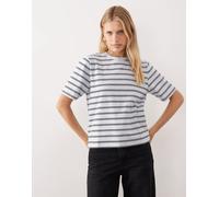 Mango - T-shirt blu a righe 100% cotone L