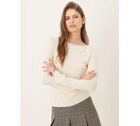 Mango - T-shirt giallo burro con maniche svasate e scollo a barchetta M