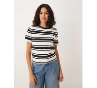 Mango - T-shirt in cotone color panna a righe nere-Neutro S