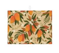 Mango - Tappetino scolapiatti per cucina, stile vintage, arancione, assorbente, in microfibra, per bar, 45 x 61 cm