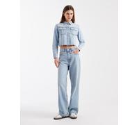 Mango Teen - Giacca di jeans corta azzurra in 100% cotone-Blu XL