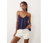 Mango - Teen - Top allacciato al collo blu navy ricamato M