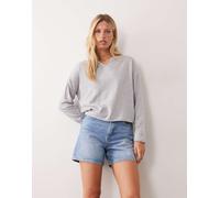 Mango Teen top lavorato a maglia a maniche lunghe con scollo a V e bottoni grigio M