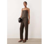 Mango - Tempo - Pantaloni sartoriali marroni con pieghe sul davanti in coordinato-Marrone 44
