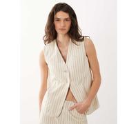 Mango - Tony - Gilet in denim beige a righe in coordinato-Neutro XL