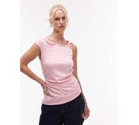 Mango - Top asimmetrico con spallina annodata color rosa pastello S