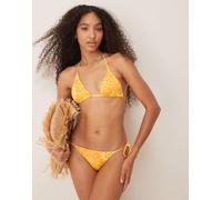 Mango - Top bikini allacciato al collo con stampa di soli arancione M
