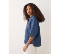 Mango - Top oversize a maniche corte blu medio M