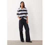 Mango top rugby a righe blu e marroni S