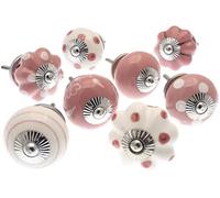 Mango Tree Set di 8 pomelli decorativi per armadietti, stile vintage, per cassetti e ante in ceramica, eleganti accessori