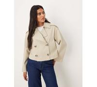 Mango - Trench corto in misto cotone beige-Neutro XL
