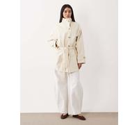 Mango - Trench in misto cotone color crema con collo a imbuto-Neutro M