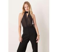 Mango - Tuta jumpsuit accollata nera con dettaglio trasparente-Nero M