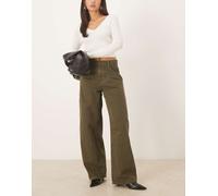 Mango - Valentin - Jeans a fondo ampio in 100% cotone kaki-Verde 42