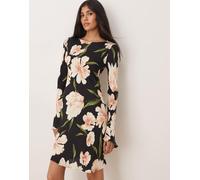 Mango - Vestito corto a maniche lunghe a fiori su base scura-Nero XL