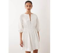 Mango - Vestito corto a maniche lunghe bianco con ricamo 100% cotone M