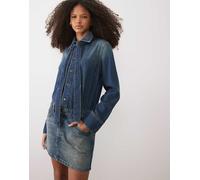 Mango - Vestito corto a maniche lunghe in denim 100% cotone blu medio S