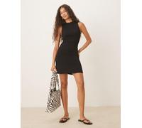 Mango - Vestito corto in maglia fine nero senza maniche XL