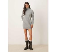 Mango - Vestito corto in maglia grigio chiaro con collo alto S