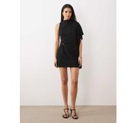 Mango - Vestito corto monospalla nero con dettagli in metallo L