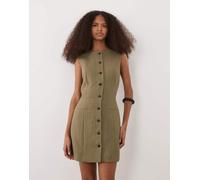 Mango - Vestito corto senza maniche verde con bottoni S