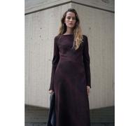 Mango - Vestito lungo a maniche lunghe bordeaux con stampa pitonata-Rosso L